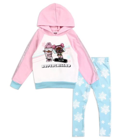 LOL Surprise Girls Hooded Two-Piece Fleece Set | Blue Pink Super Chilled Outfit - Picture 2 of 3